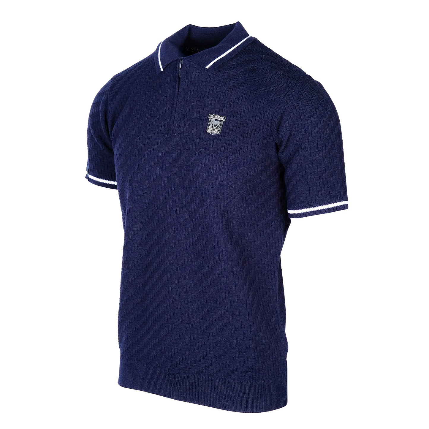 Navy Knitted Zip Polo