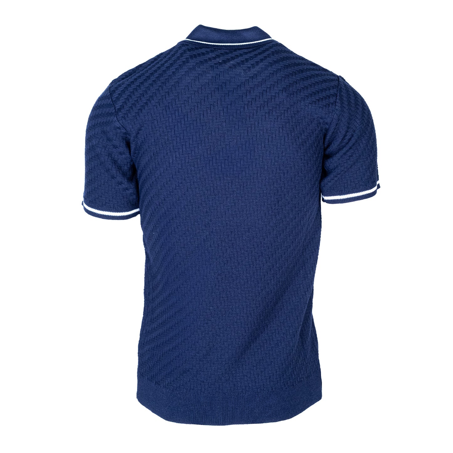 Navy Knitted Zip Polo
