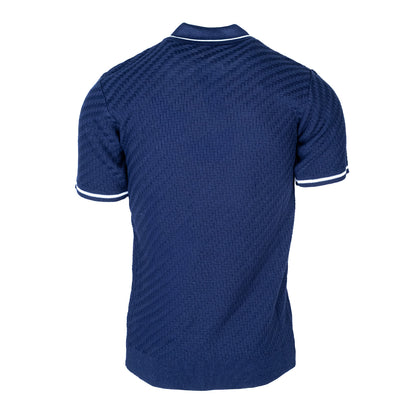 Navy Knitted Zip Polo