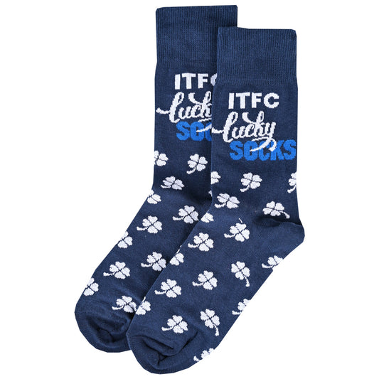 Adult Navy Script Lucky Socks