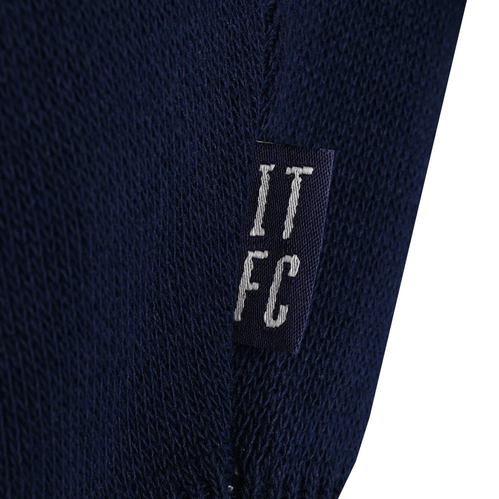 Womens Navy Knitted Script Polo