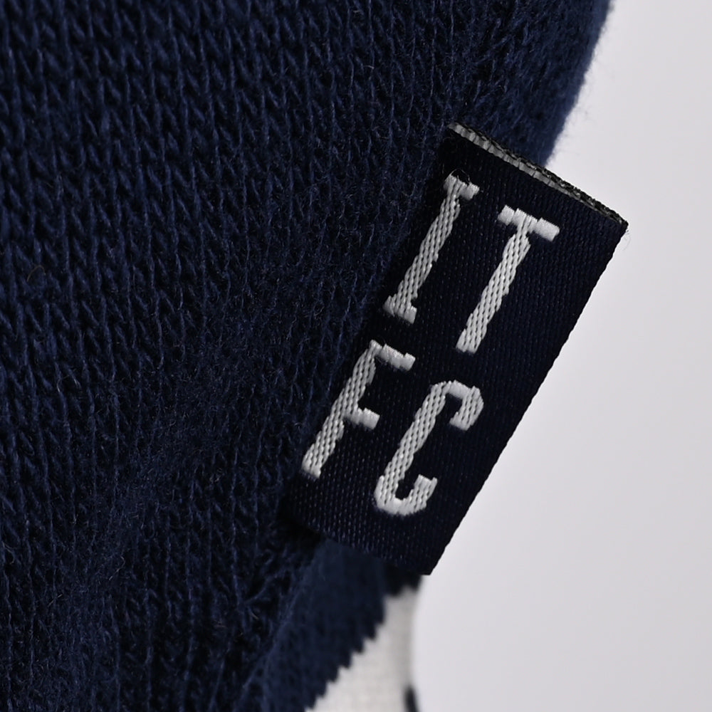 Womens Navy Knitted Script Zip Top