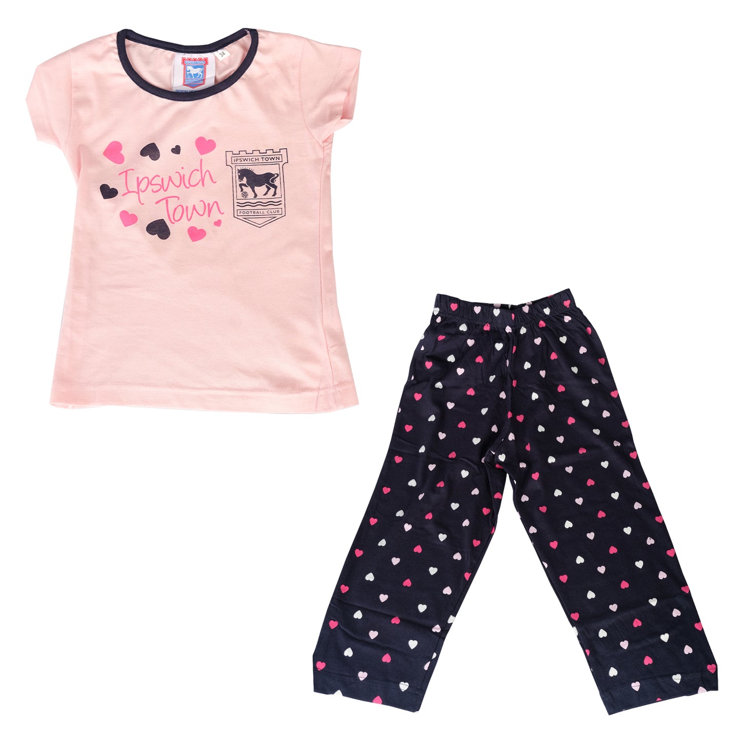 Pink Hearts Girls PJ Set Junior Navy/Pink