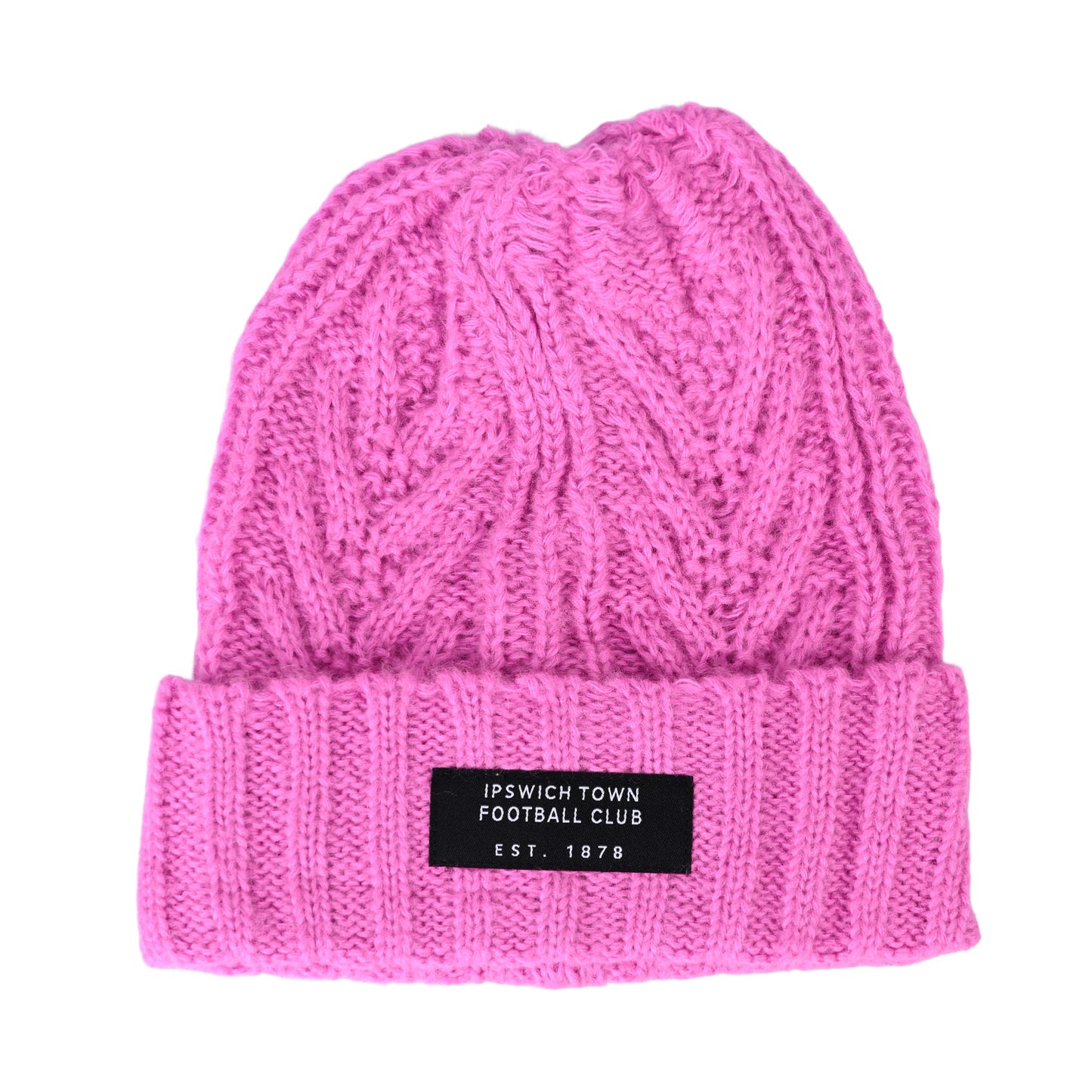Pink Woven Patch Beanie Ladies