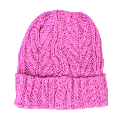 Pink Woven Patch Beanie Ladies