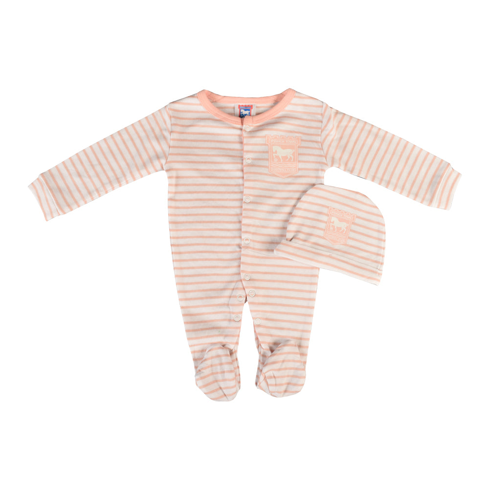 Pink Crest Sleepsuit & Hat Set