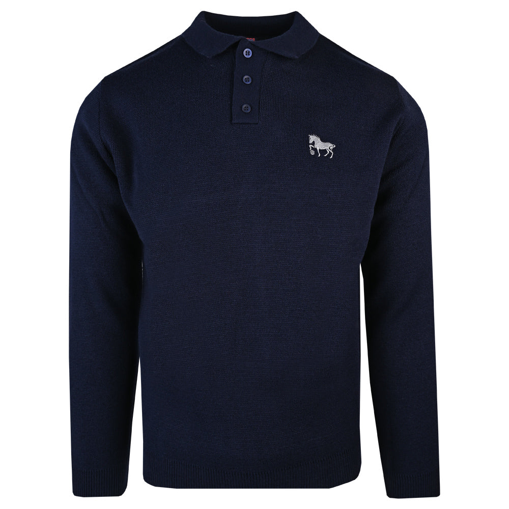 Suffolk Punch Knitted L/S Polo Navy