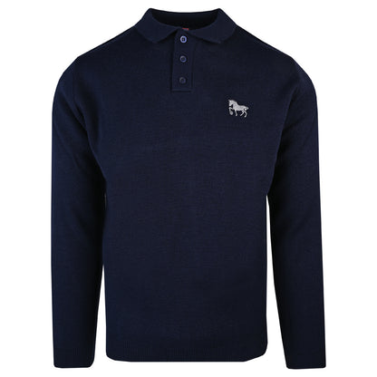 Suffolk Punch Knitted L/S Polo Navy