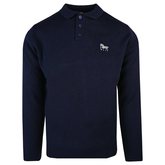 Suffolk Punch Knitted L/S Polo Navy