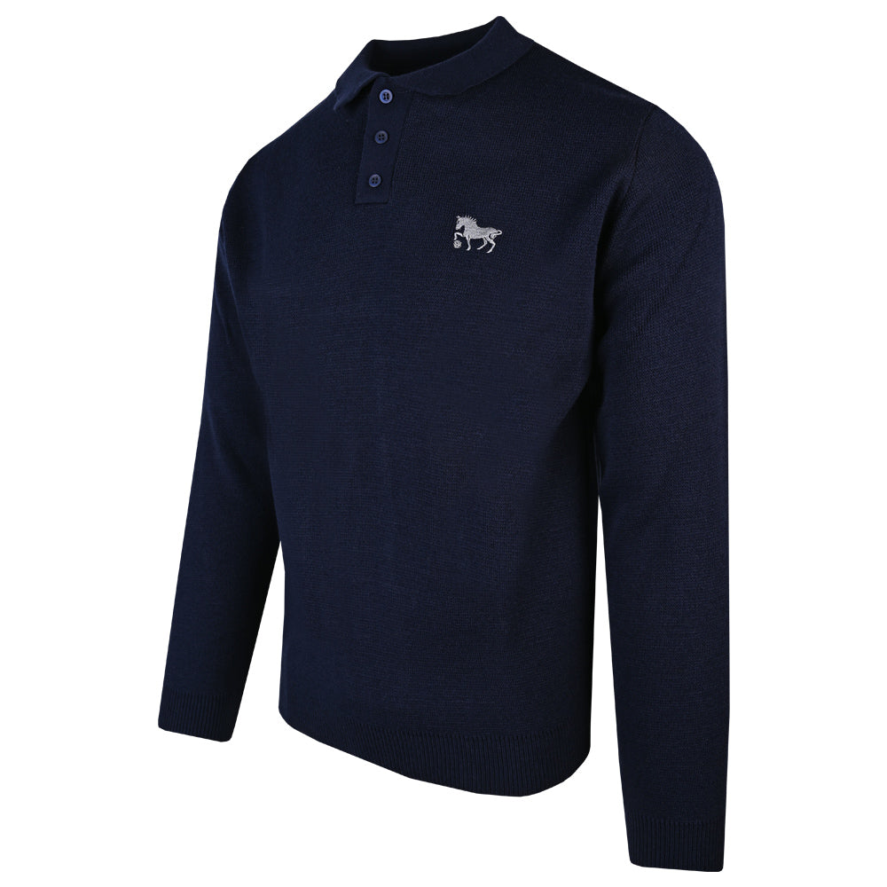 Suffolk Punch Knitted L/S Polo Navy