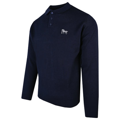 Suffolk Punch Knitted L/S Polo Navy